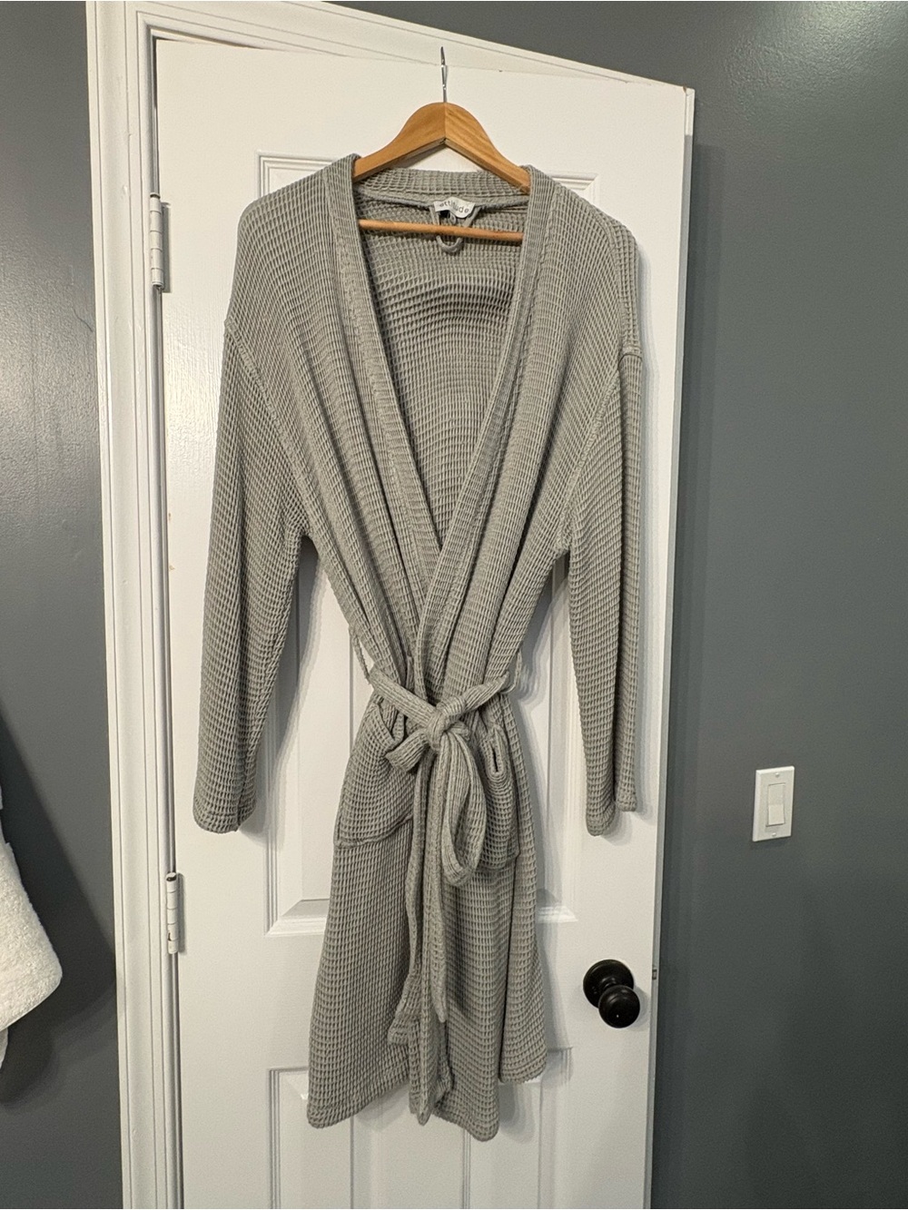 Ettitude bamboo Waffle-Knit Robe in Sage